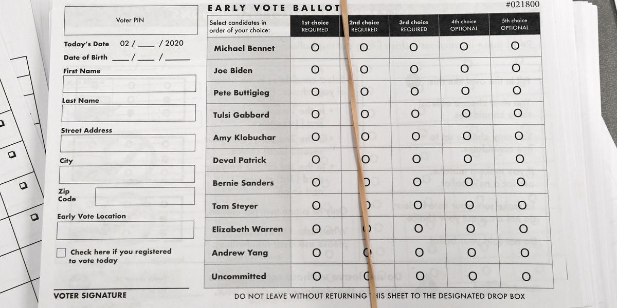 Nevada 2020 early voting primary ballot