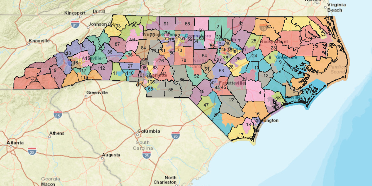 North Carolina state districts map