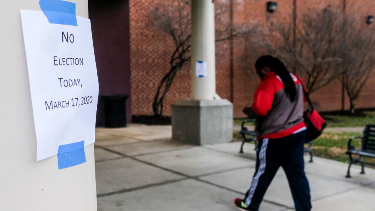 Ohio primary postponement sign