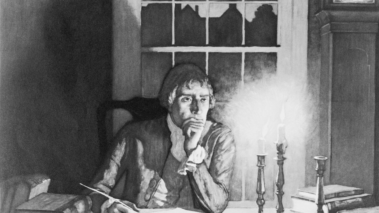 Painting of Thomas Jefferson drafting the Declaration of Independence