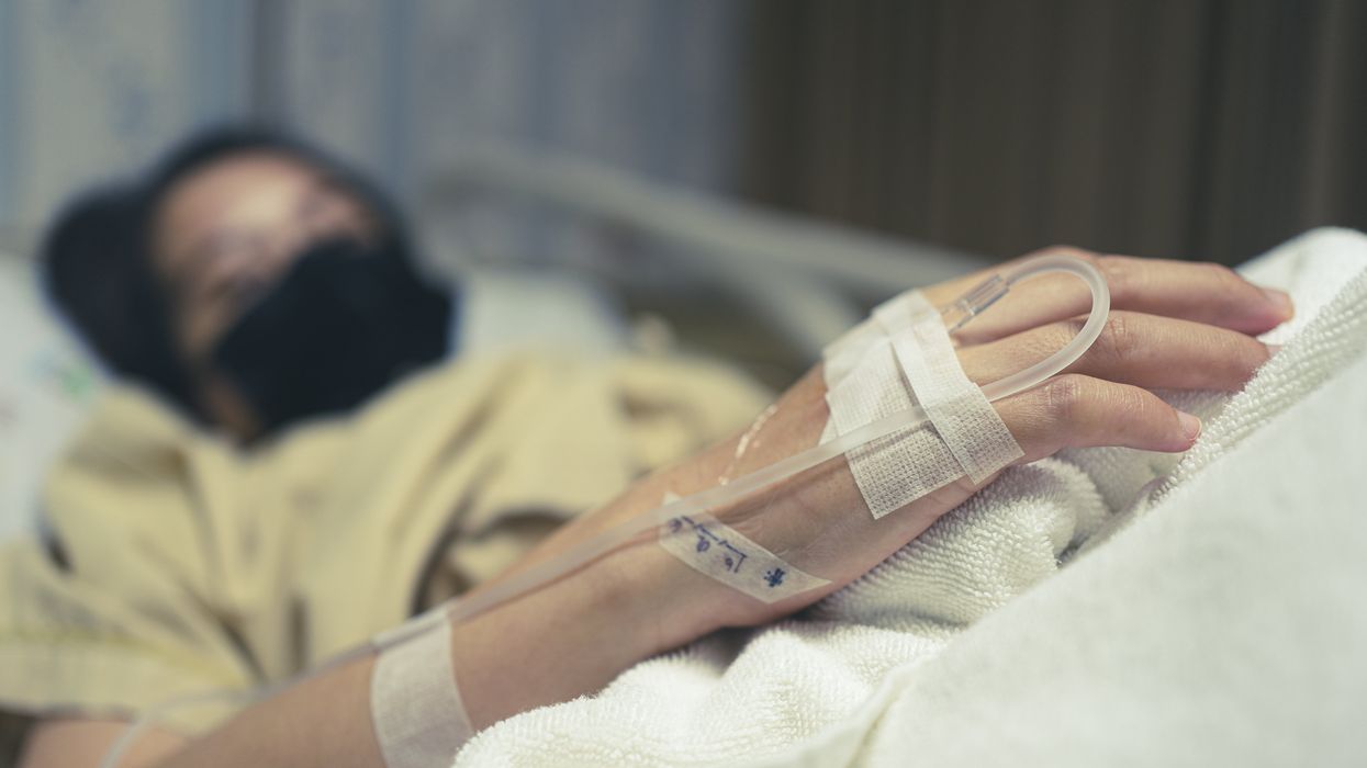 Patient in a hospital bed