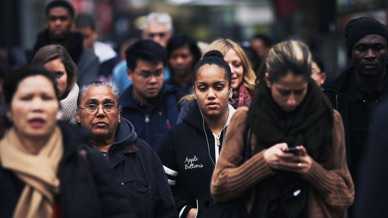 Pedestrians on a sidewalk