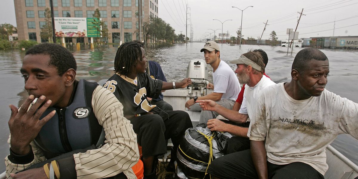People being evacuated by boat