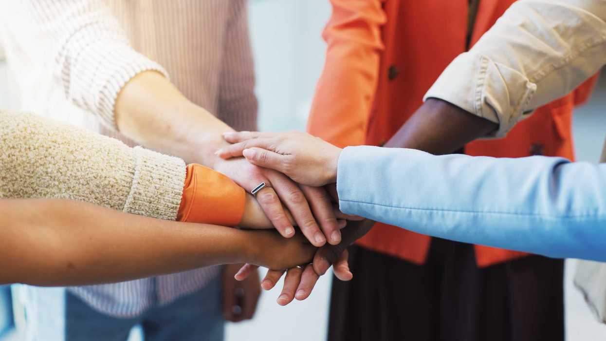 People, diversity or meeting with hands together for unity,
