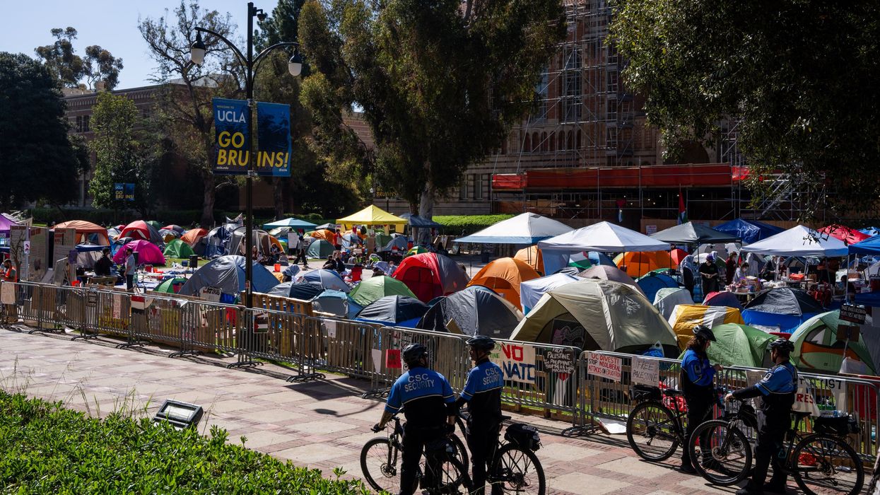 People in tents at UCLA