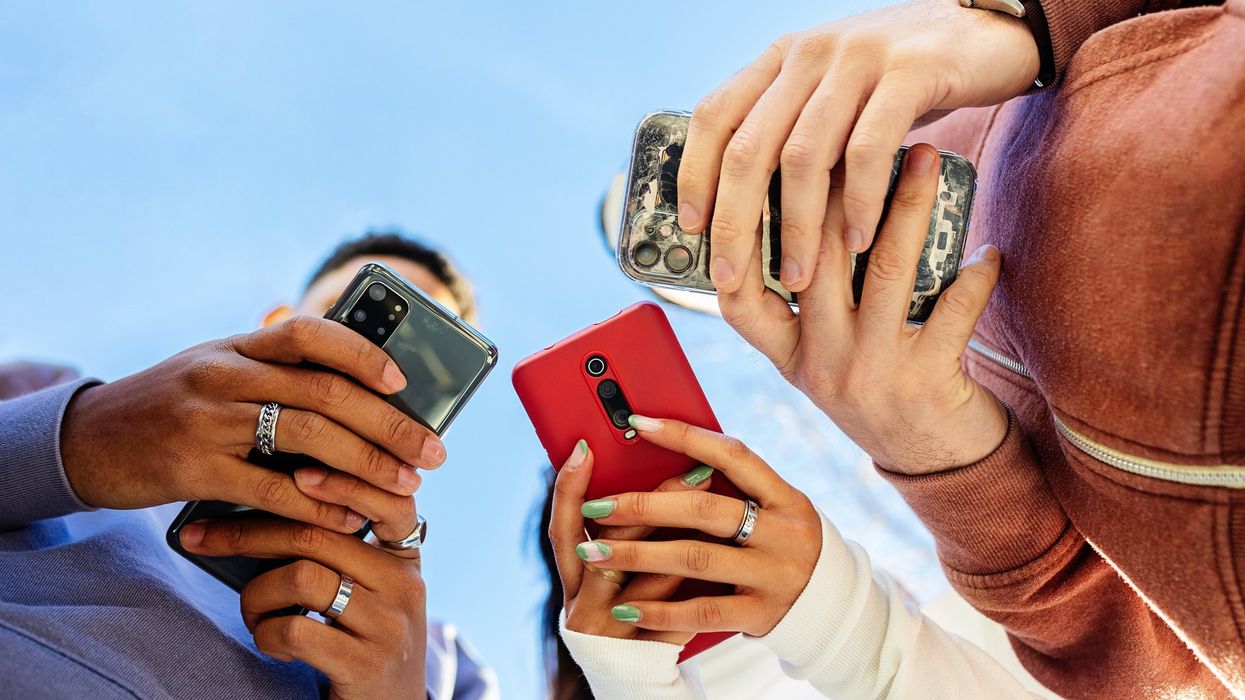 People on their phones. 