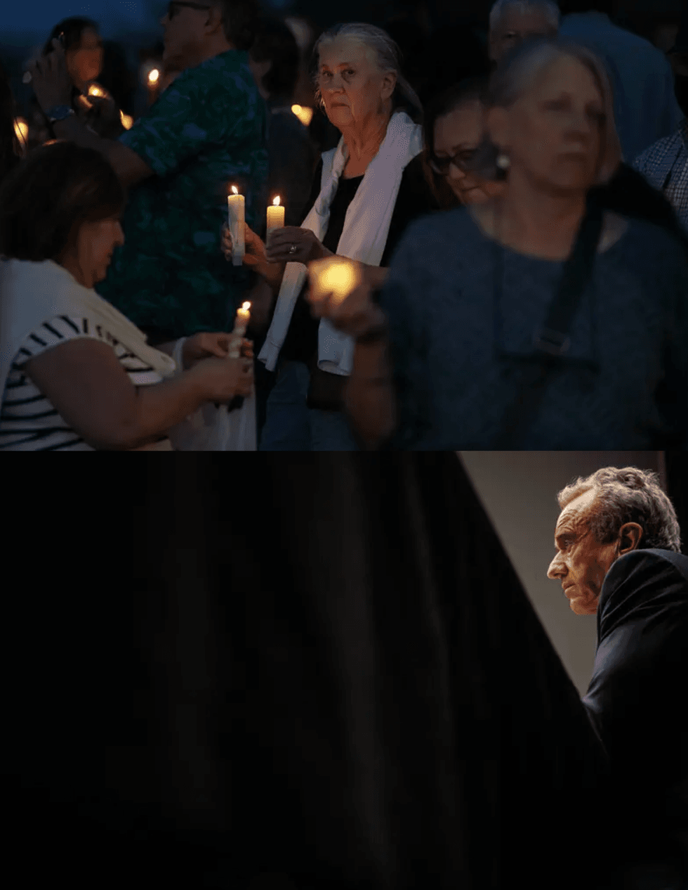 People participate in a candlelight vigil