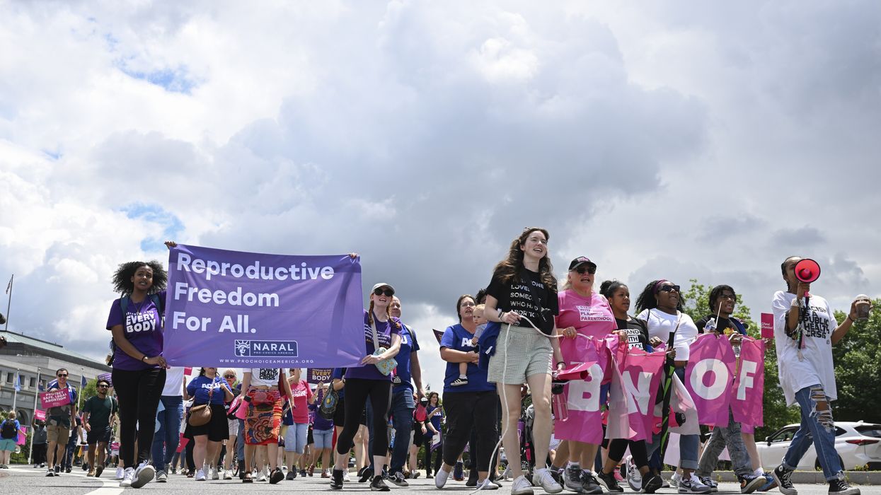 People protesting Dobbs decision