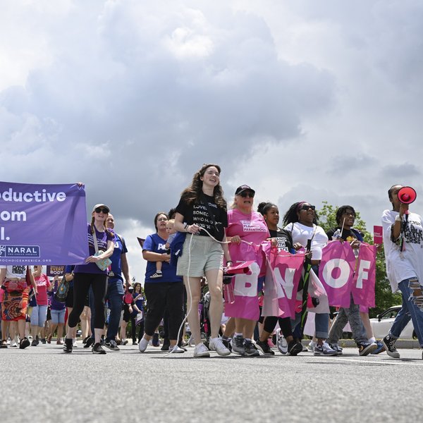 People protesting Dobbs decision