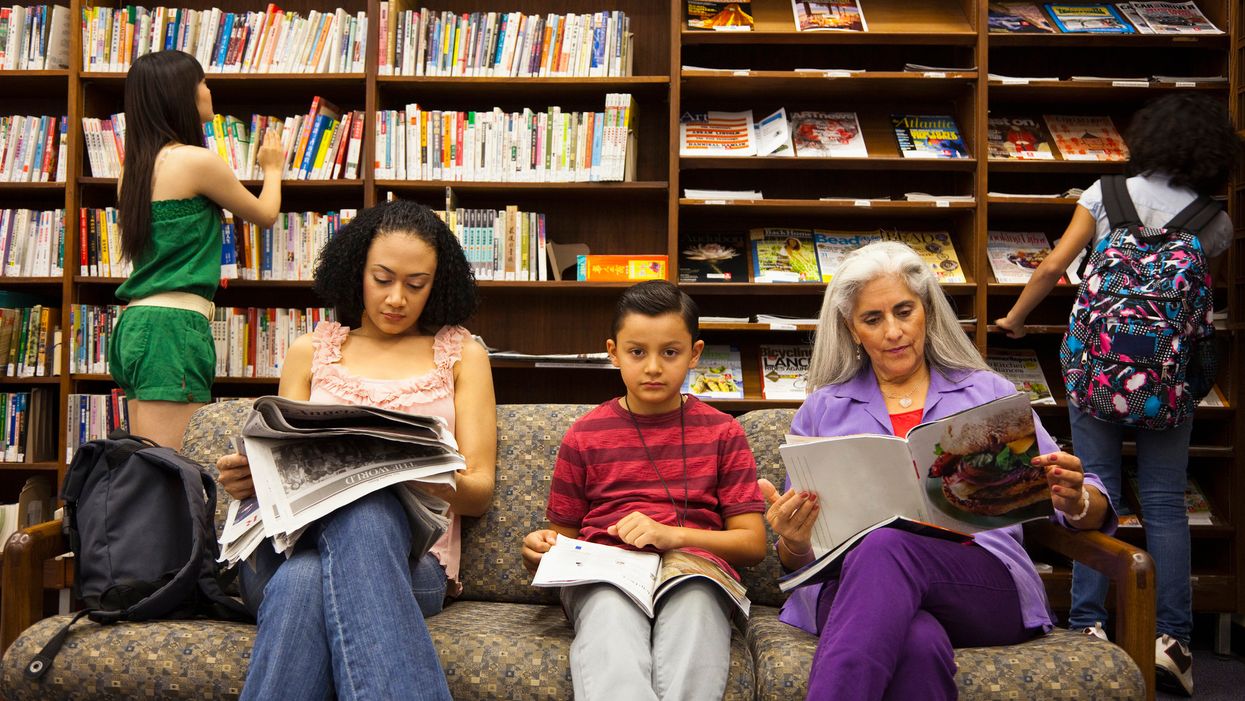 People reading in a library