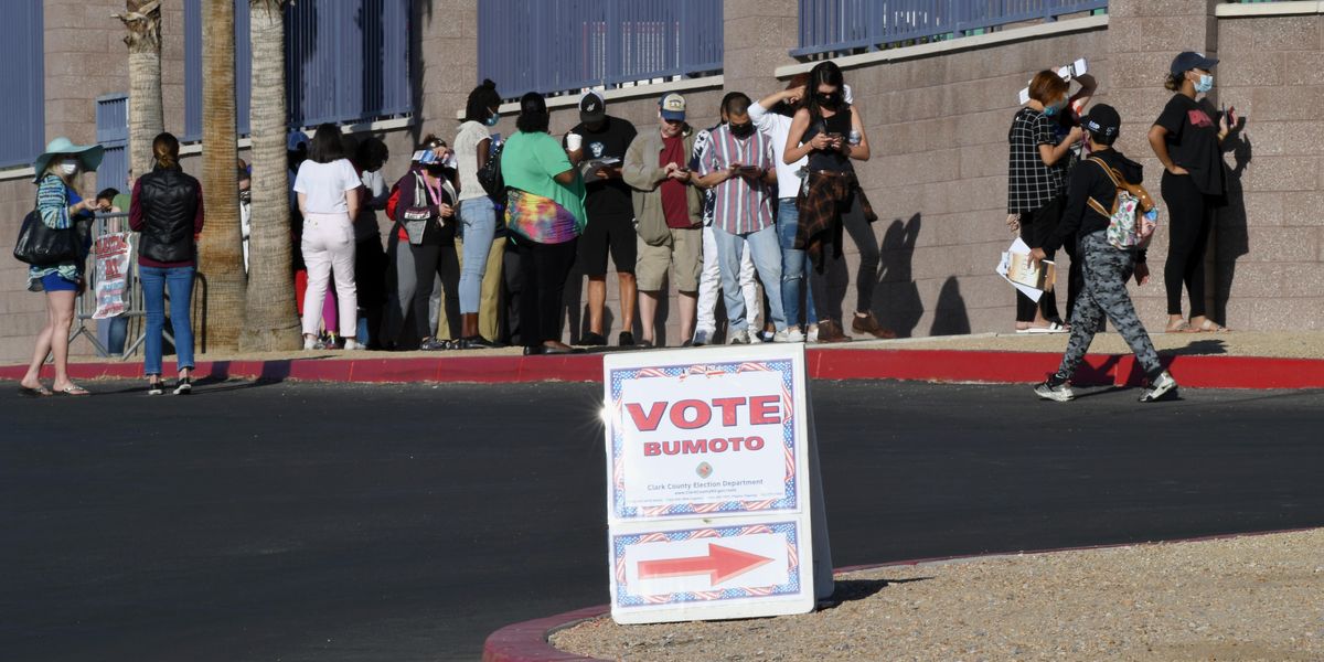 People waiting in line to vote