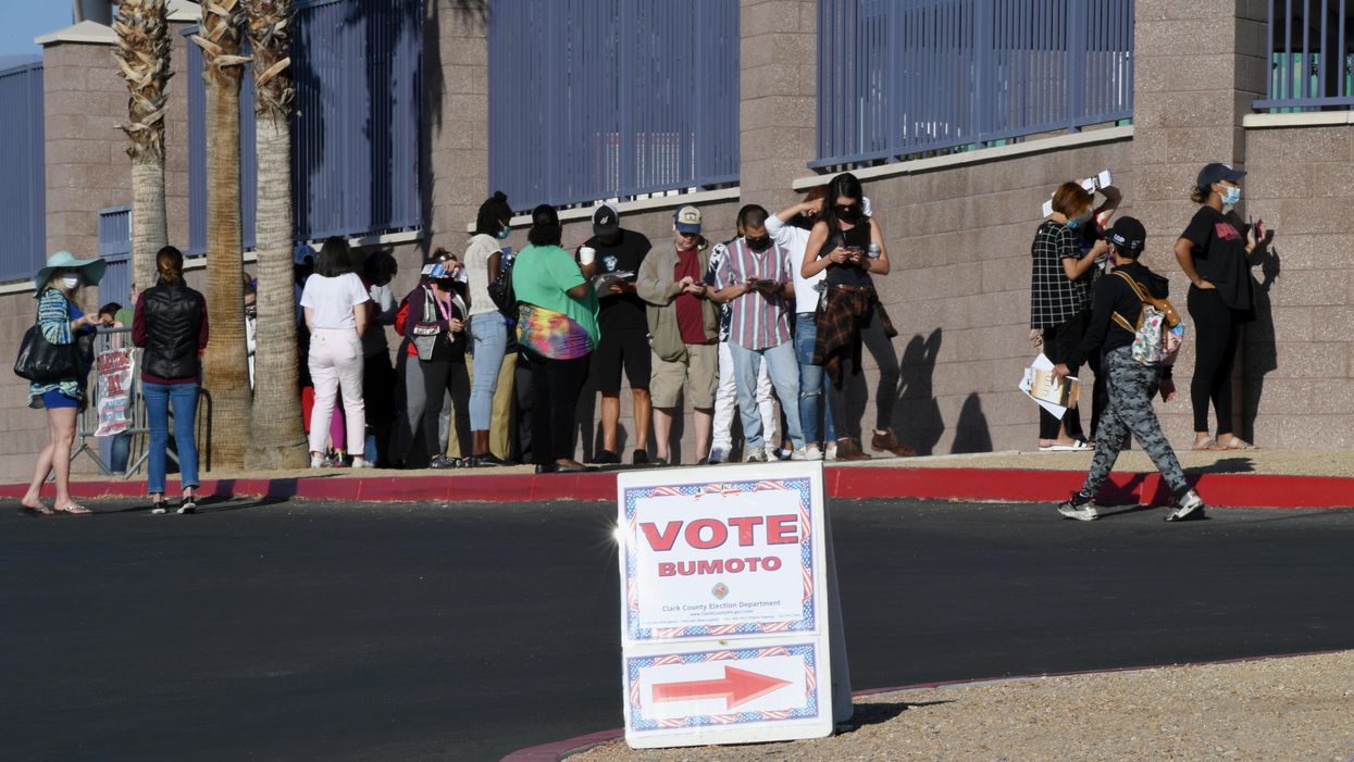People waiting in line to vote
