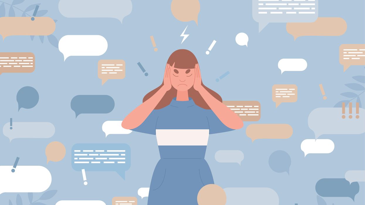 Person being bombarded with disinformation