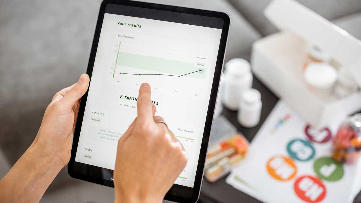 Person using tablet for health reasons.