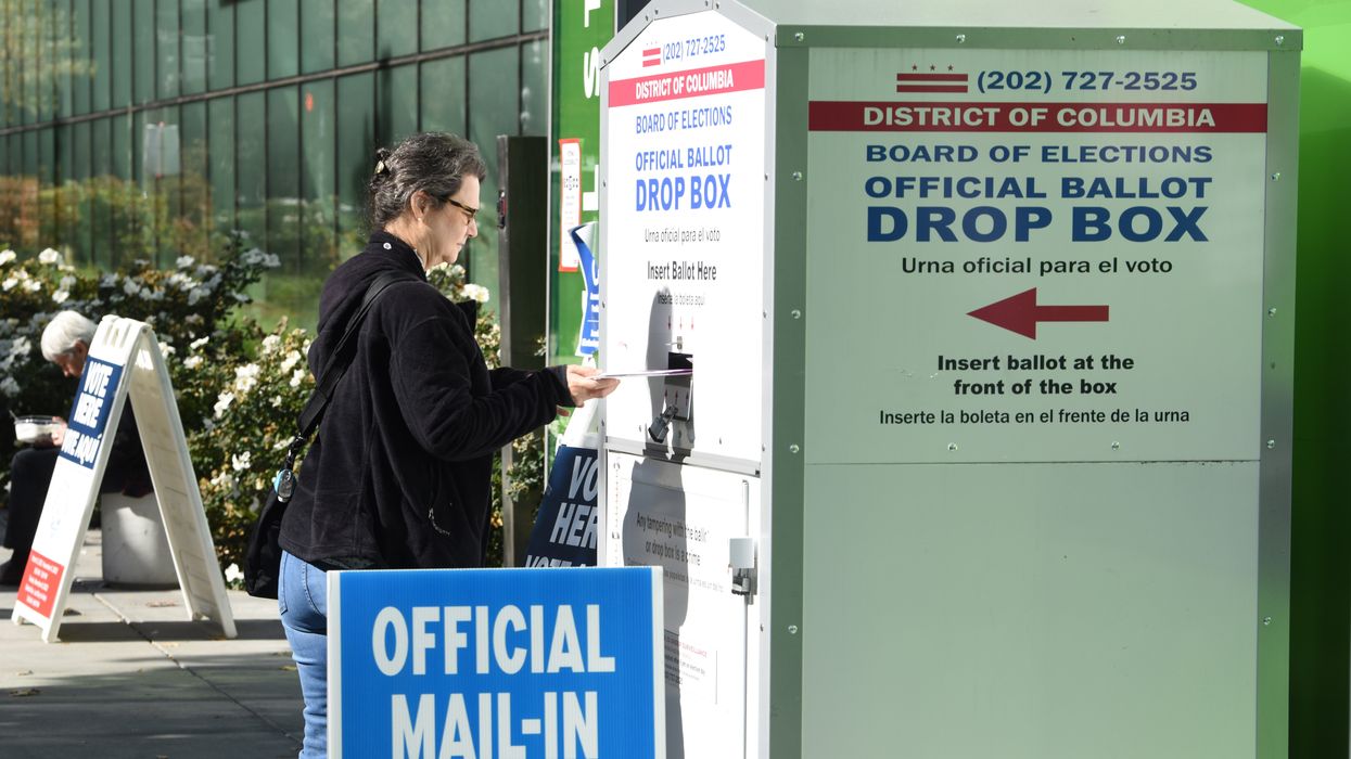 Person voting at a dropbox in Washington, D.C.