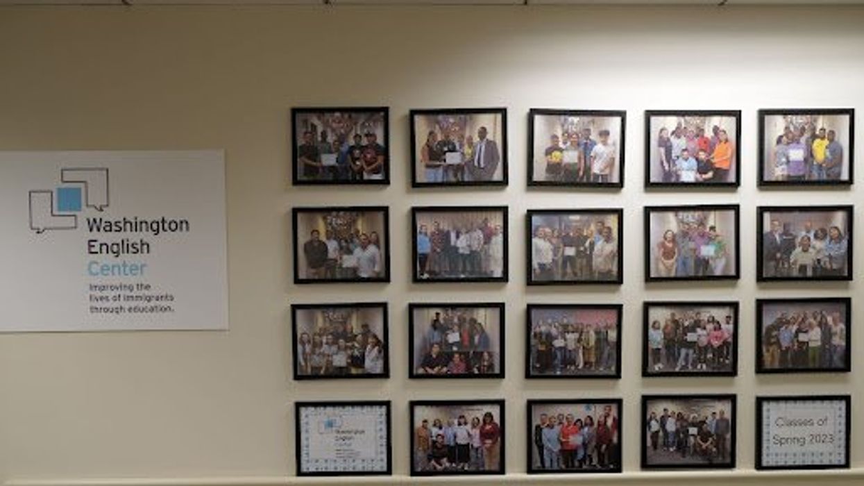 Photo wall in the Washington English Center