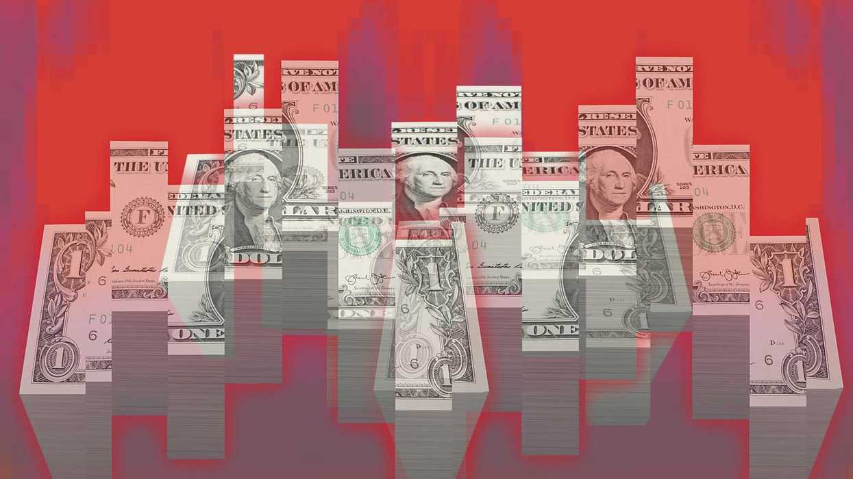 Piles of US $1 bills