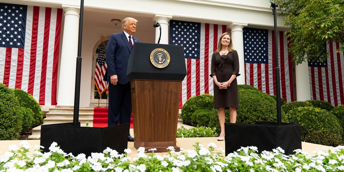 President Donald Trump and Justice Amy Coney Barrett