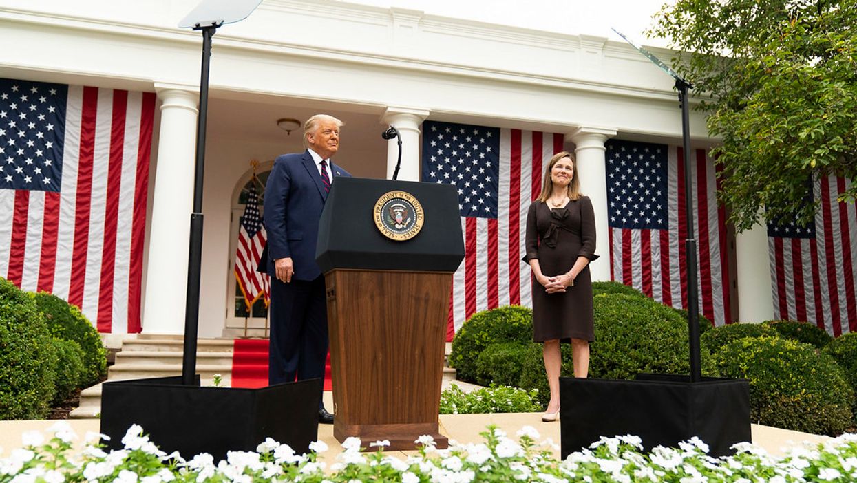 President Donald Trump and Justice Amy Coney Barrett