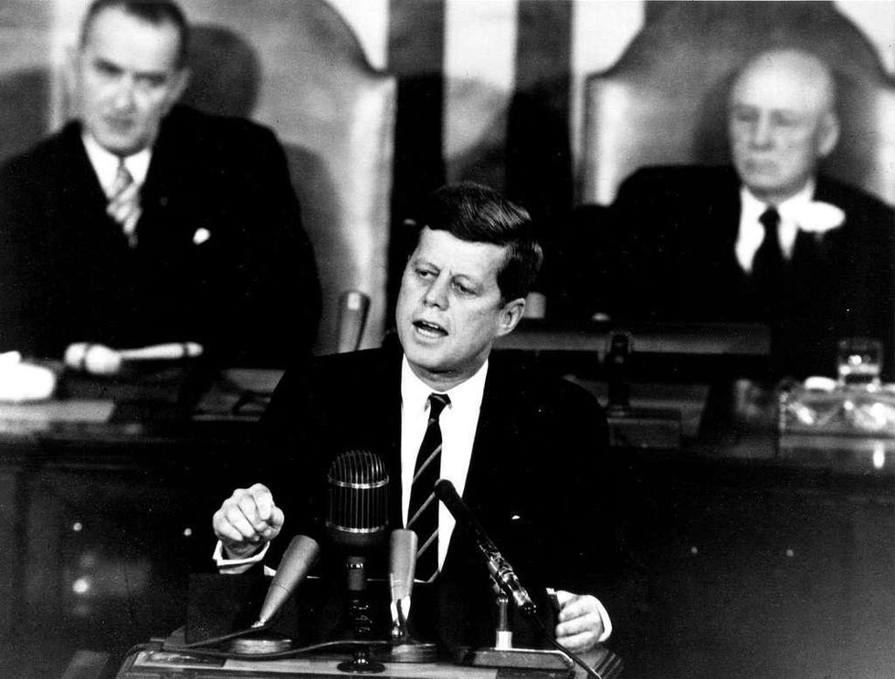 President John F. Kennedy giving an address to Congress on May 25, 1961.