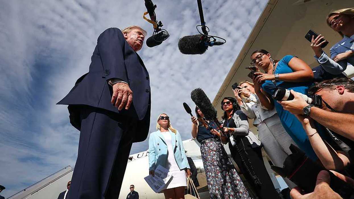 President Trump answers questions from reporters.