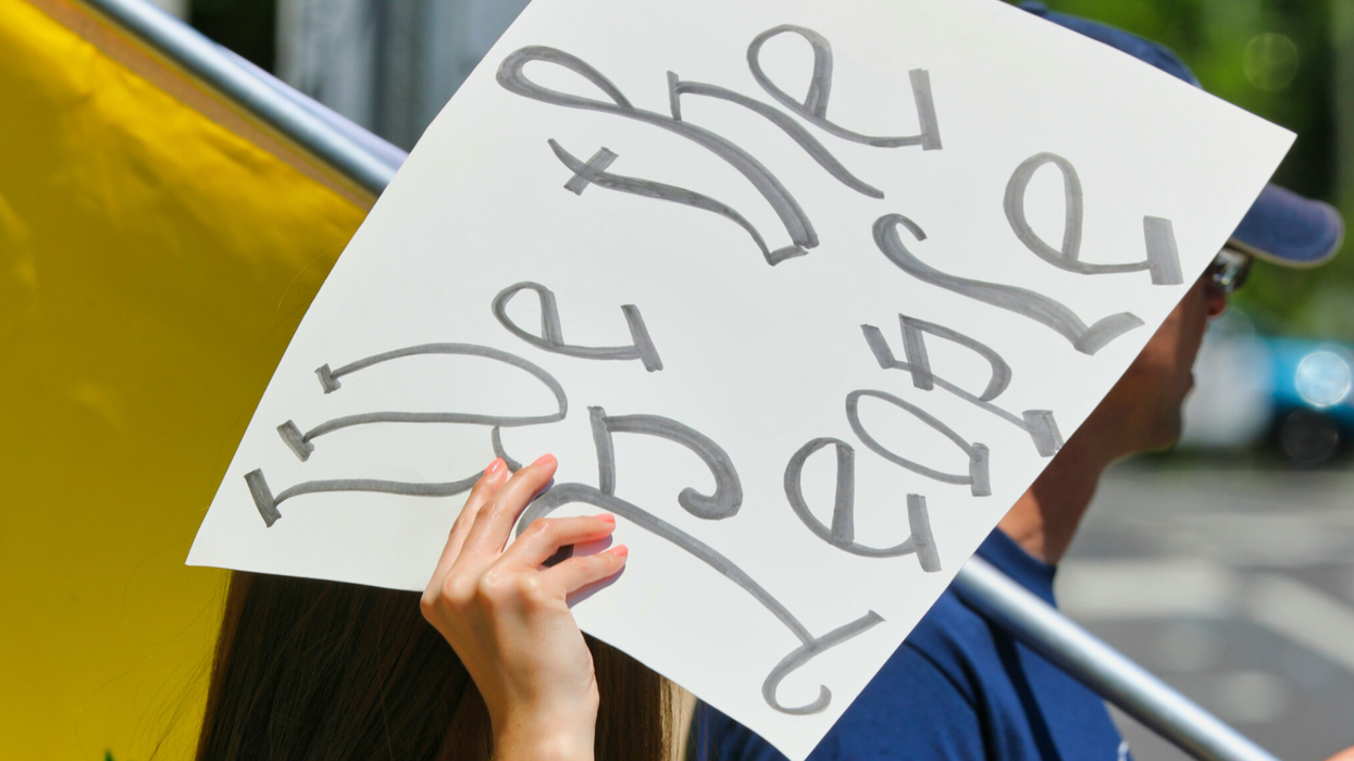 Protest sign, We the people.