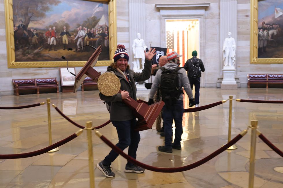 Protestor in Capitol Rotunda