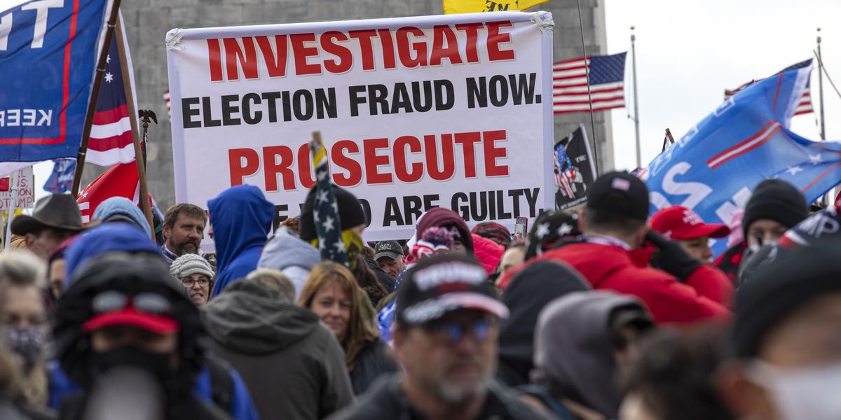 Protestors gather outside the Capitol on Jan. 6, 2021