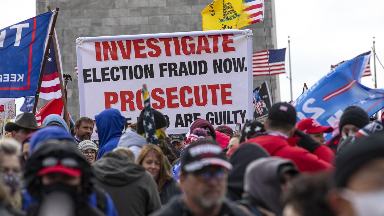 Protestors gather outside the Capitol on Jan. 6, 2021