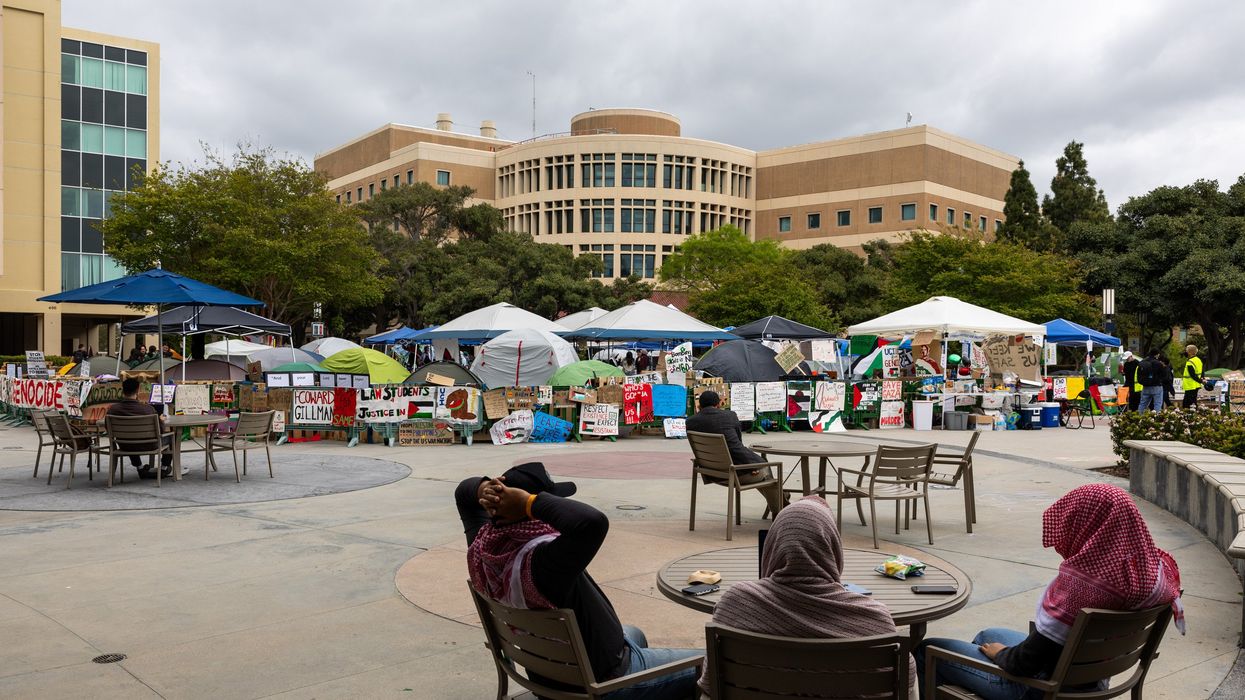 Protests in an encampment