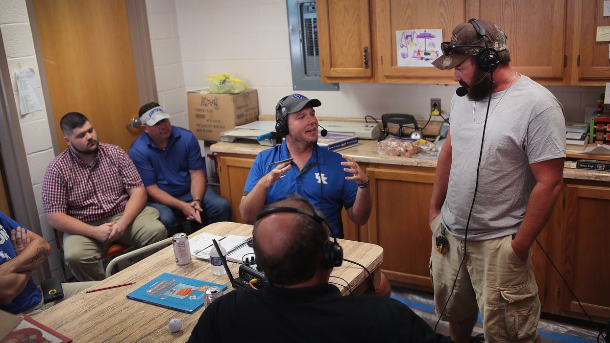 Radio host Matt Jones and Blackjewel Coal miner Chris Rowe