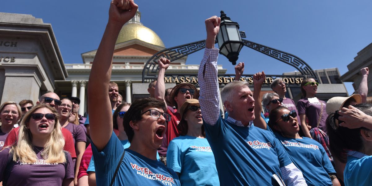 Ranked-choice voting rally in Massachusetts