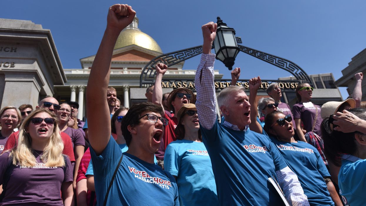 Ranked-choice voting rally in Massachusetts