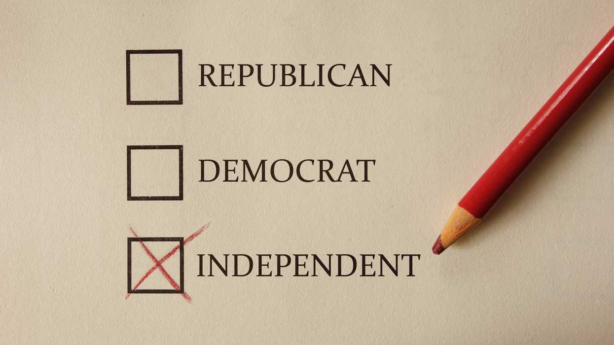 Republican, Democratic and independent checkboxes, with the third one checked