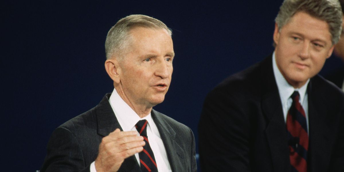 Ross Perot and Bill Clinton at the 1992 presidential debate