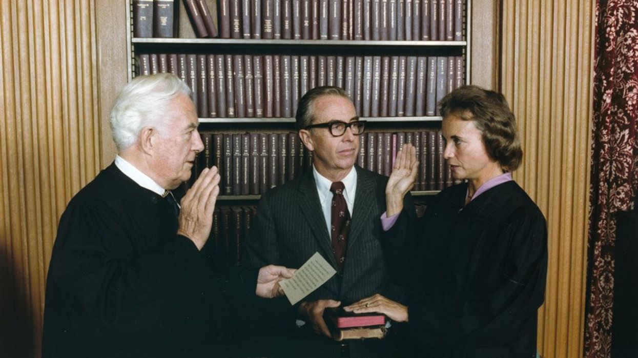 Sandra Day O'Connor being sworn in as a Supreme Court justice