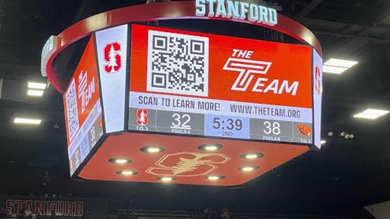 Scoreboard showing a QR code