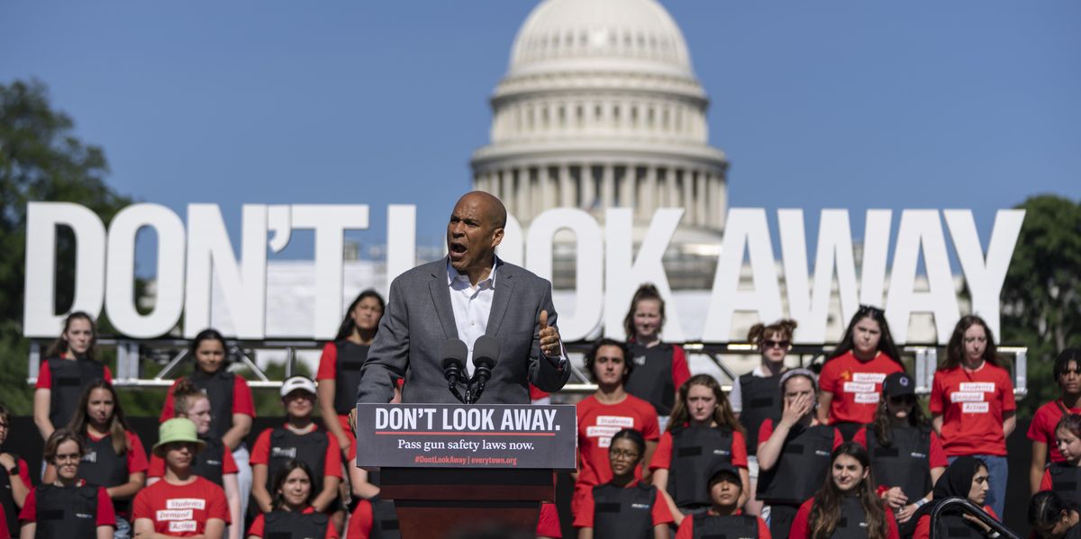 Sen. Cory Booker speaks about gun violence