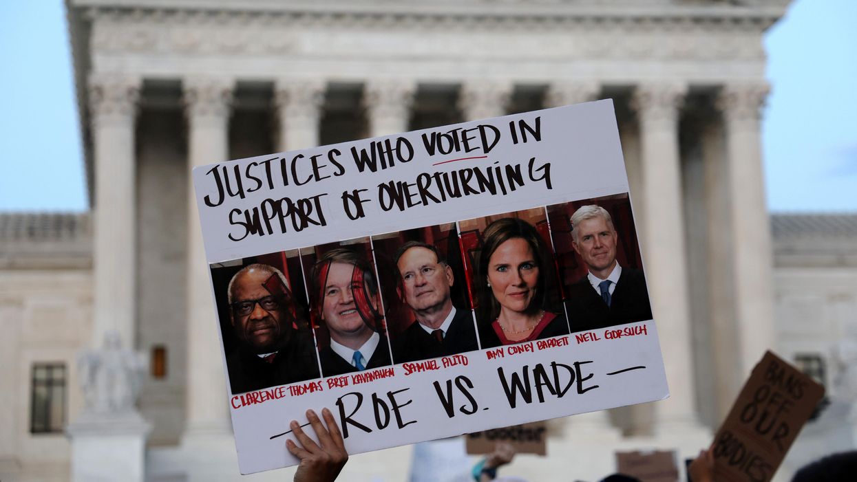 Sign: The Suprme Court justices supporting the draft opinion overturning Roe v. Wade