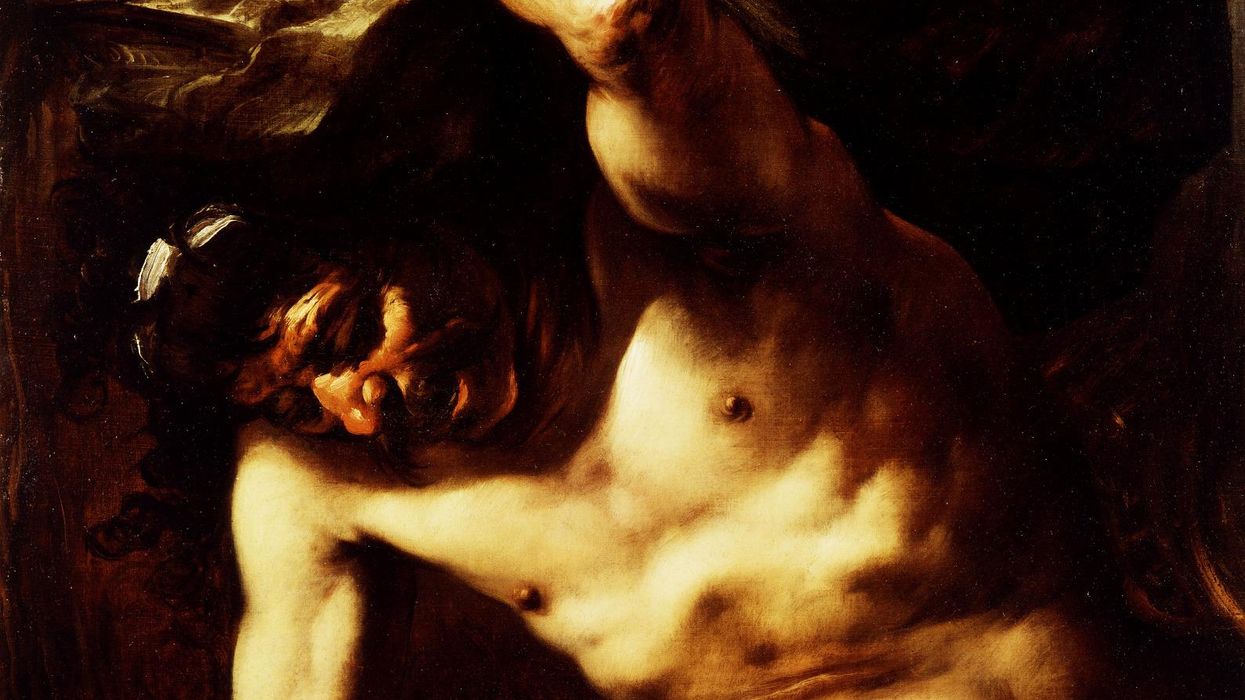 Sisyphus trying to move a rock