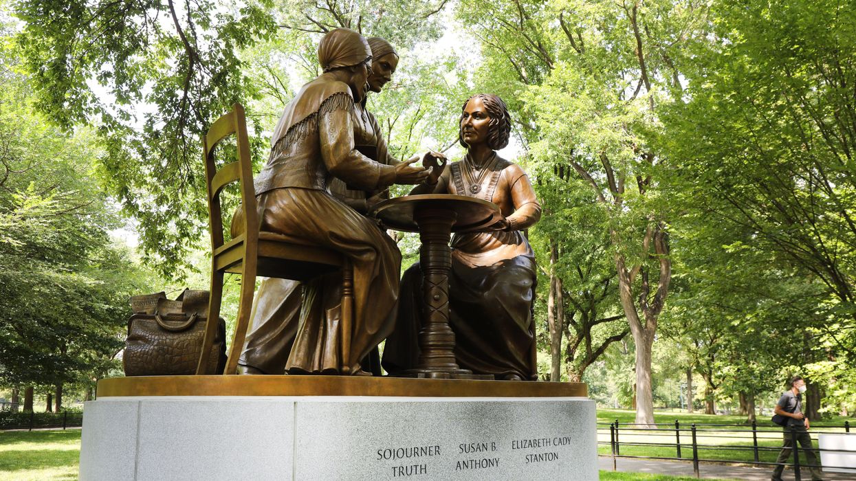 Sojourner Truth, Susan B Anthony, and Elizabeth Cady Stanton statues in New York's Central Park
