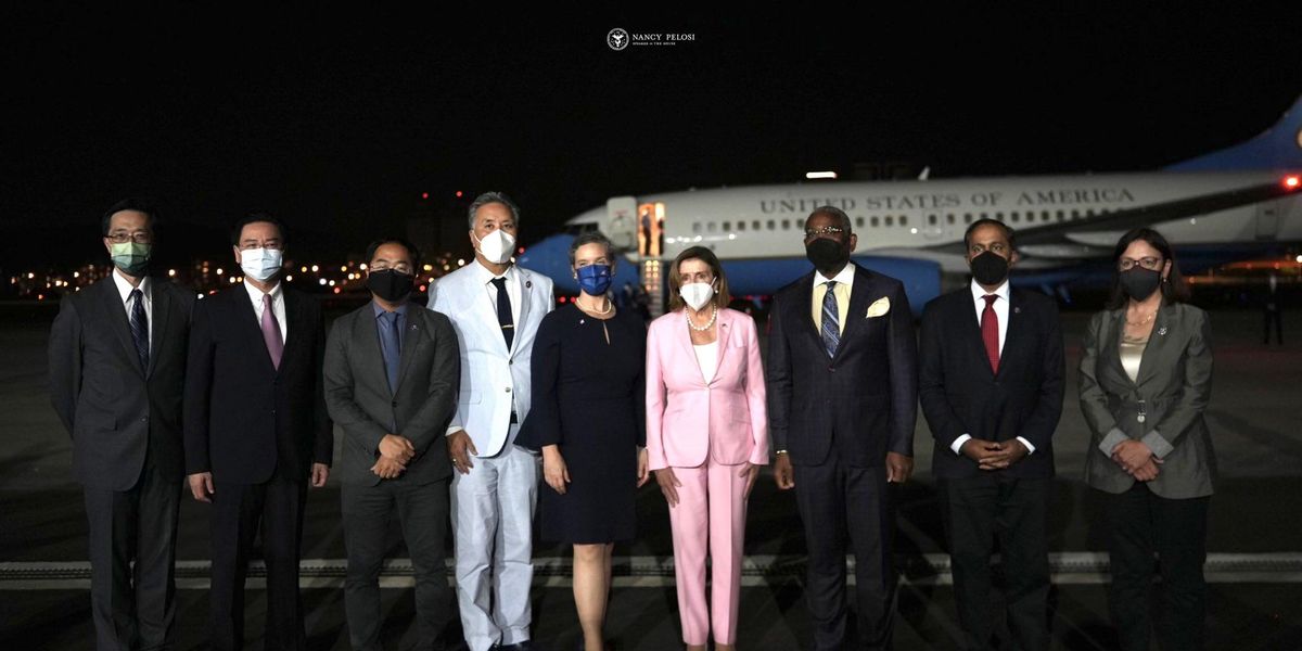 Speaker Nancy Pelosi, at Taipei Songshan Airport in Taiwan.