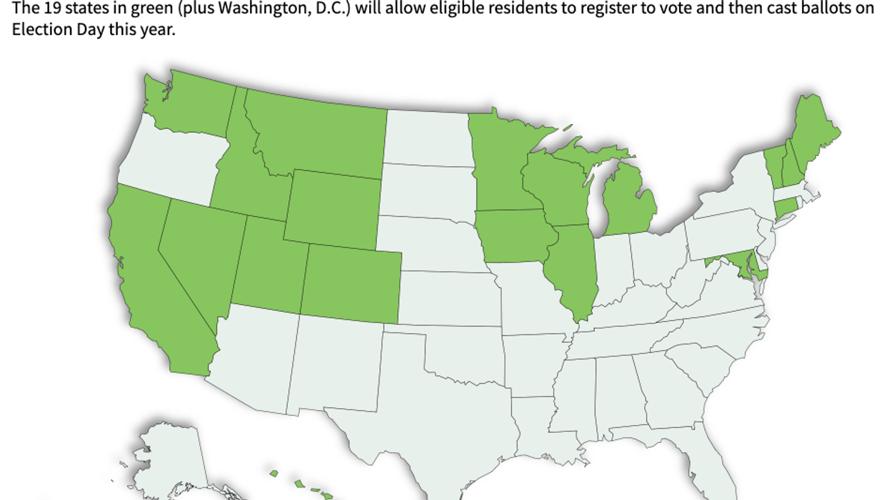 state that allow voter registration on Election Day
