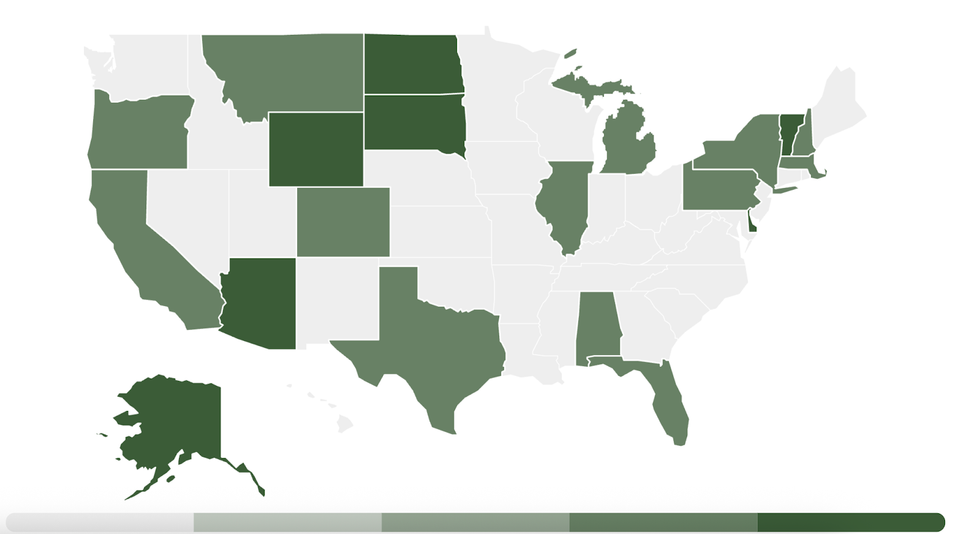 States with the highest percentage of out-of- constituency donations