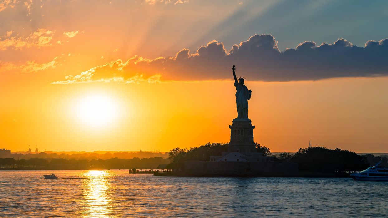 Statue of Liberty at sunset