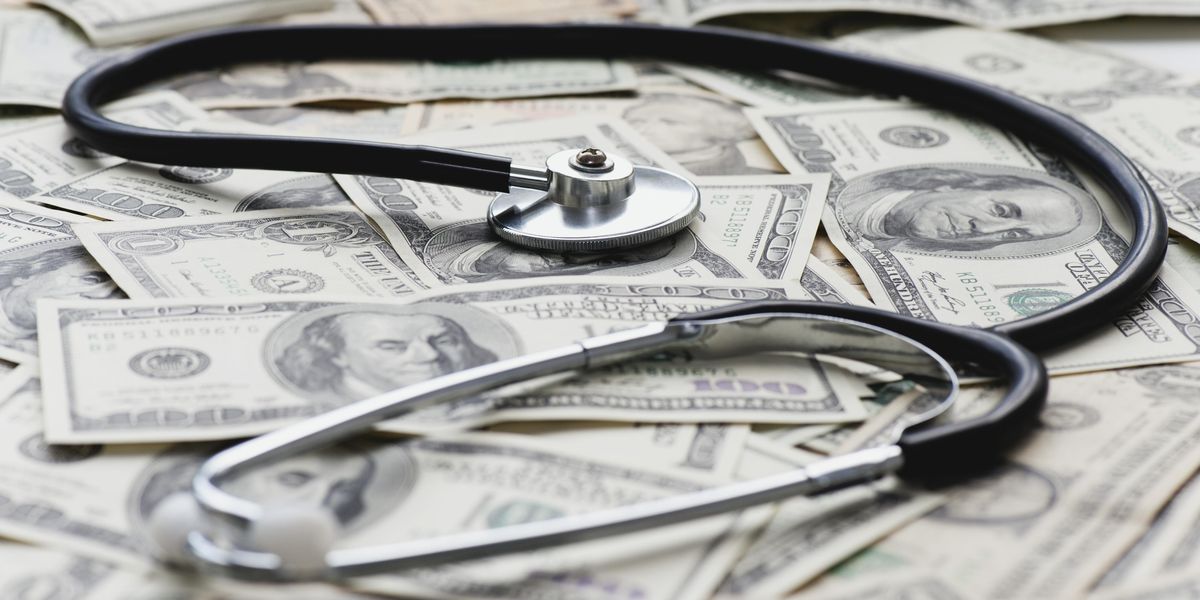 stethoscope and money, health care costs