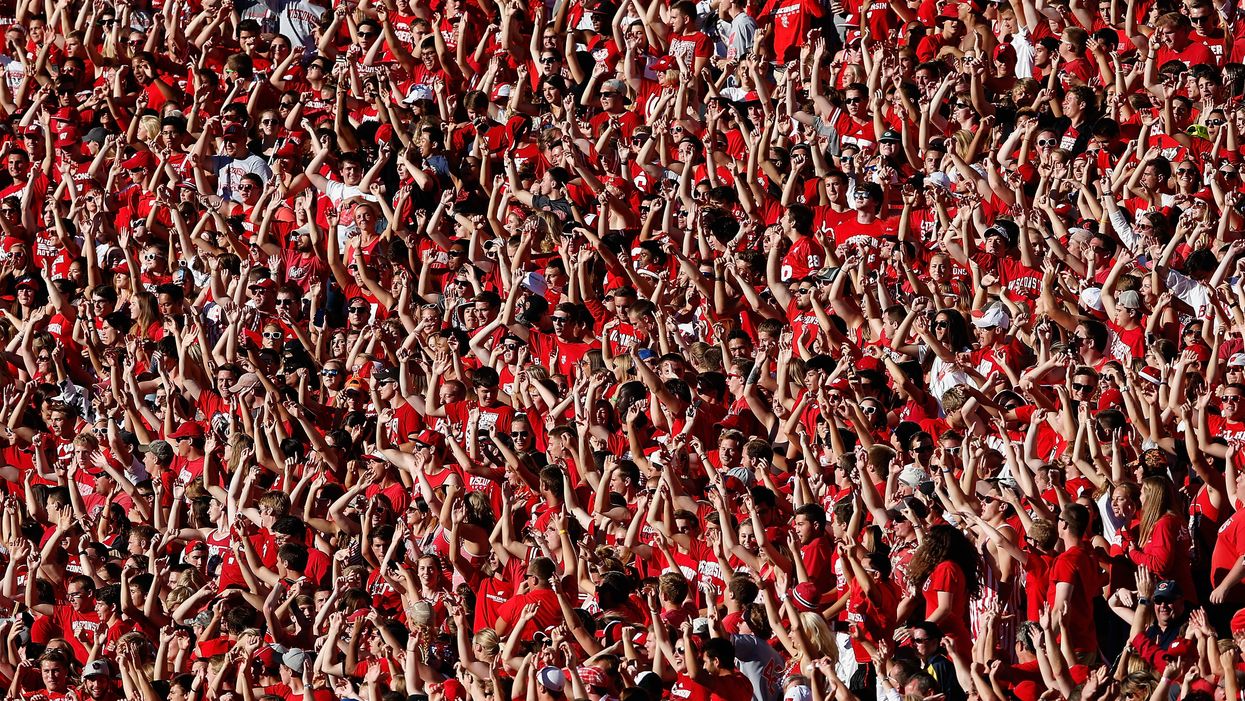 Students at University of Wisconsin football game