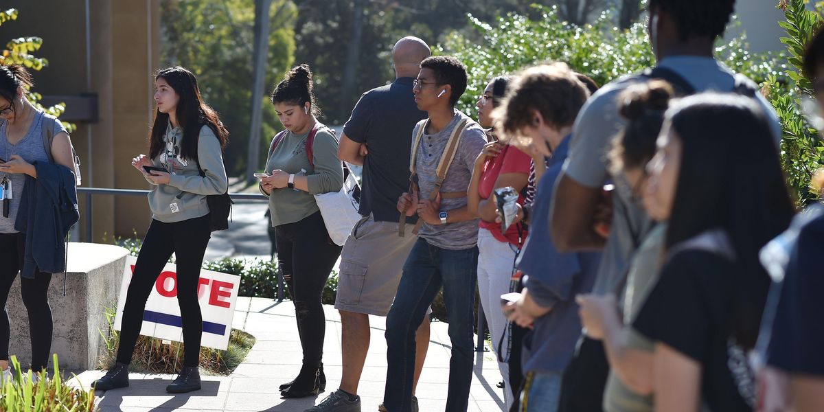 Students wait to vote