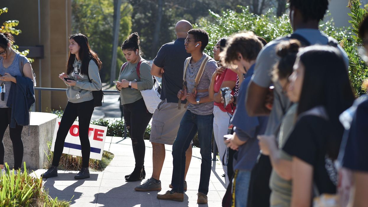 Students wait to vote
