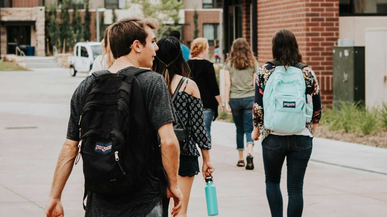 students walking, college campus